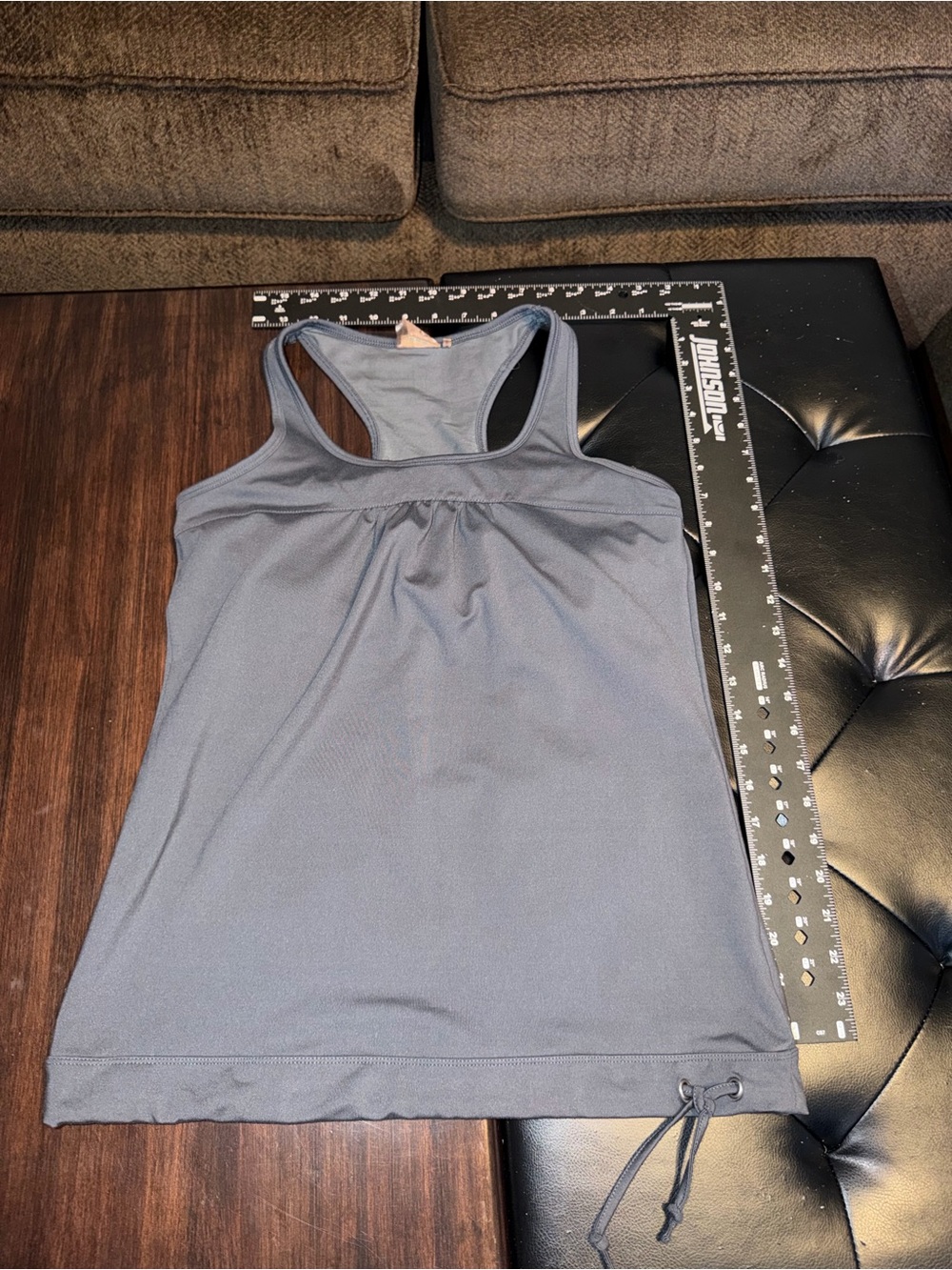 Athleta Slate Blue Racerback Tank with Adjustable Drawcord